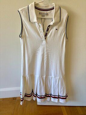 Tommy Hilfiger Girls Sleeveless Pleated Polo Tennis Dress Medium
